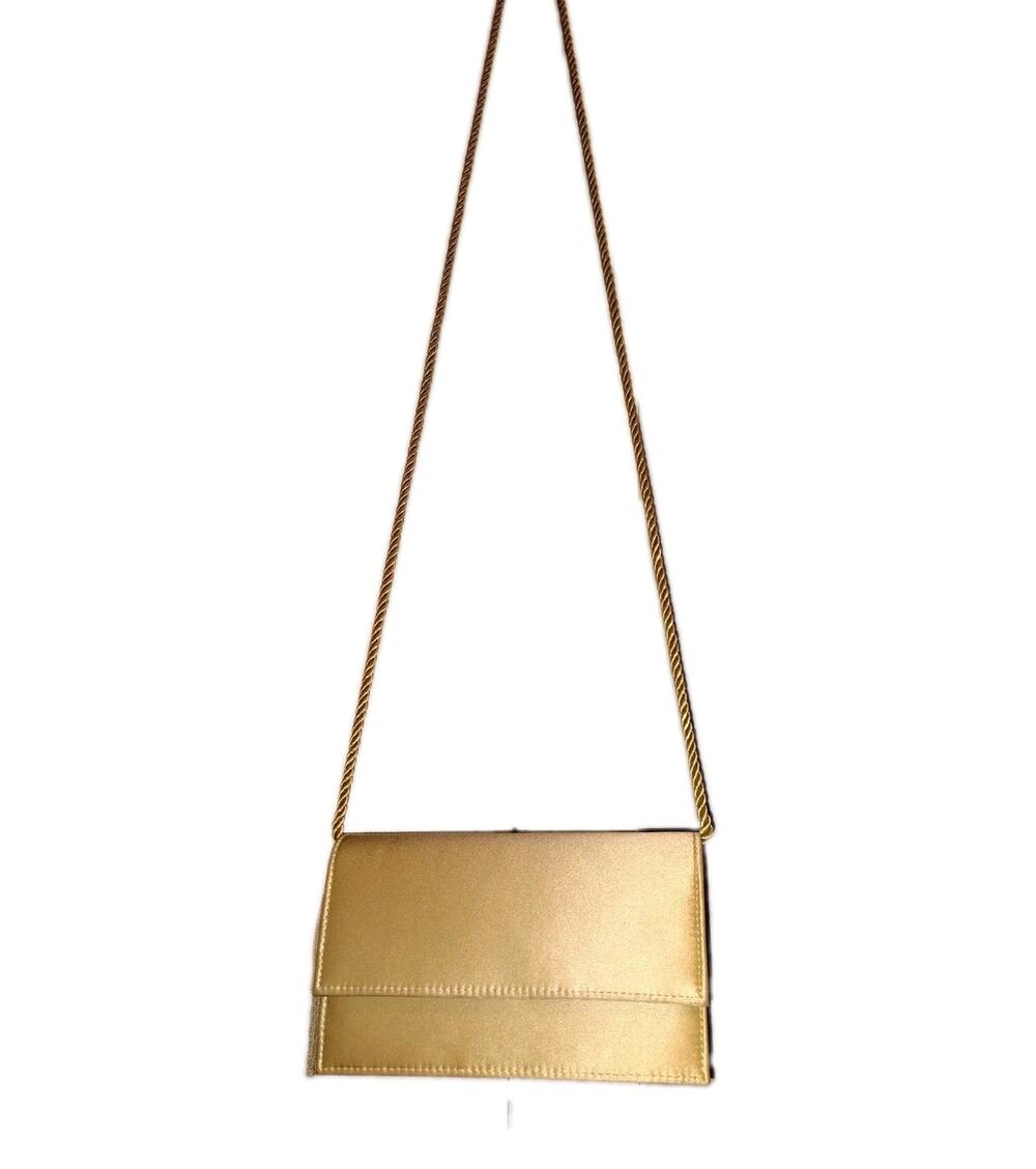 NWOT 100% Pure Silk Champagne Gold Flap Evening Clutch Crossbody Bag Tassel